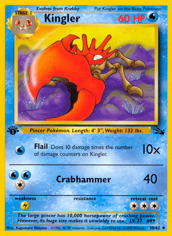 Kingler 38/62 Fossil English Pokémon card