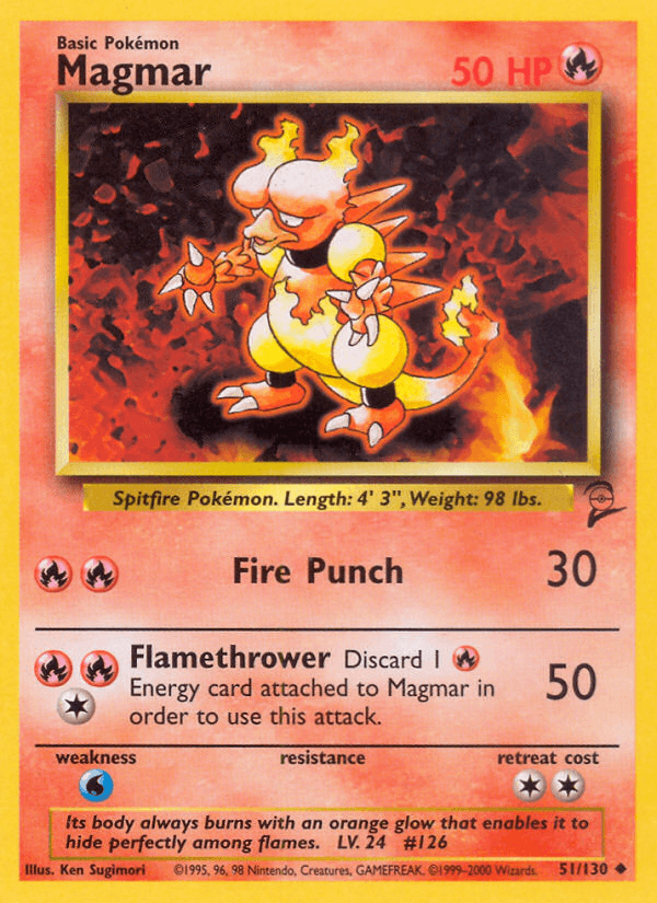 Magmar 51/130 Base Set 2 English Pokémon card