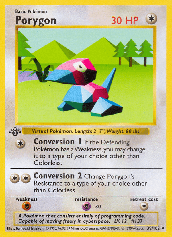 Porygon 39/102 Base Set English Pokémon card