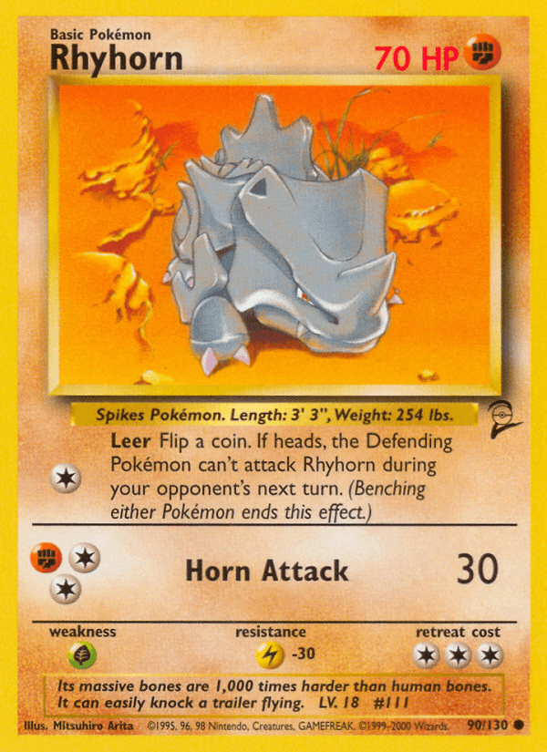 Rhyhorn 90/130 Base Set 2 English Pokémon card