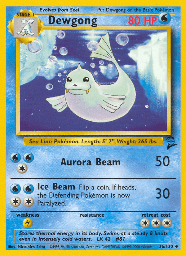 Dewgong 36/130 Base Set 2 English Pokémon card