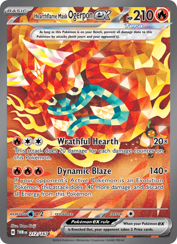 Hearthflame Mask Ogerpon ex 212/167 Twilight Masquerade English Pokémon card