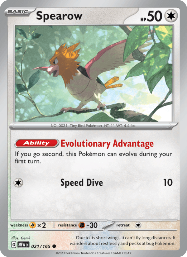 Spearow 21/165 151 English Pokémon card