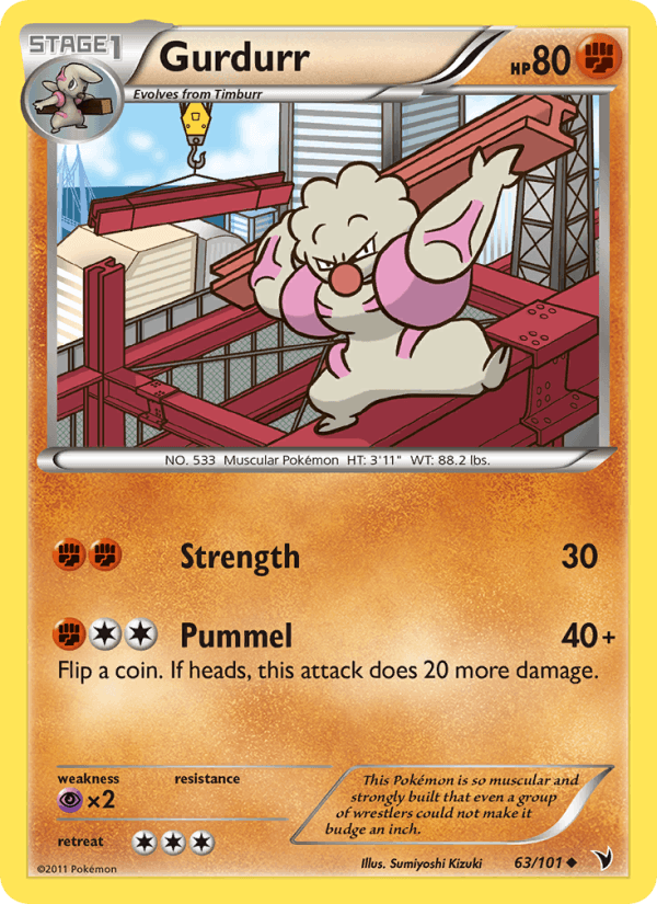 Gurdurr 63/101 Noble Victories English Pokémon card