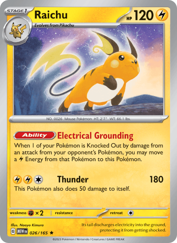 Raichu 26/165 151 English Pokémon card