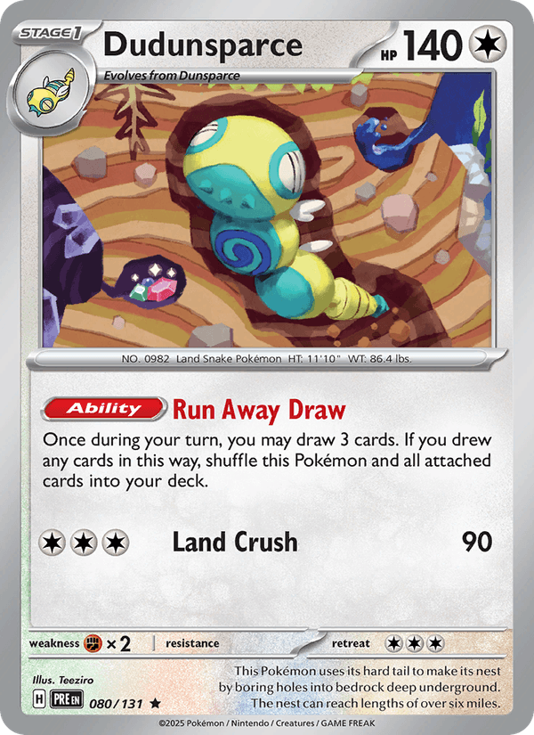 Dudunsparce 80/131 Prismatic Evolutions English Pokémon card