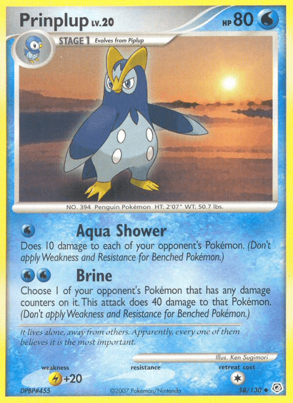 Prinplup 58/130 Diamond & Pearl English Pokémon card
