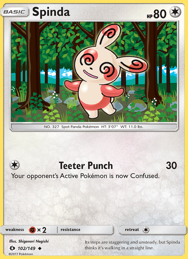 Spinda 102/149 Sun & Moon Base Set English Pokémon card