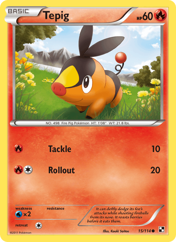 Tepig 15/114 Black & White English Pokémon card