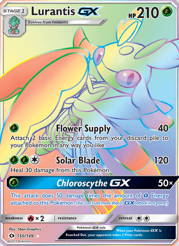Lurantis GX 150/149 Sun & Moon Base Set English Pokémon card
