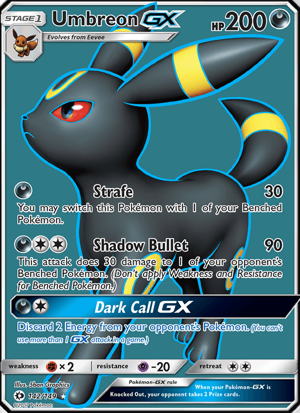 Umbreon GX 142/149 Sun & Moon Base Set English Pokémon card