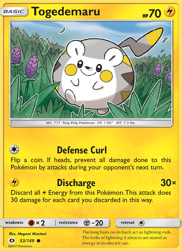 Togedemaru 53/149 Sun & Moon Base Set English Pokémon card