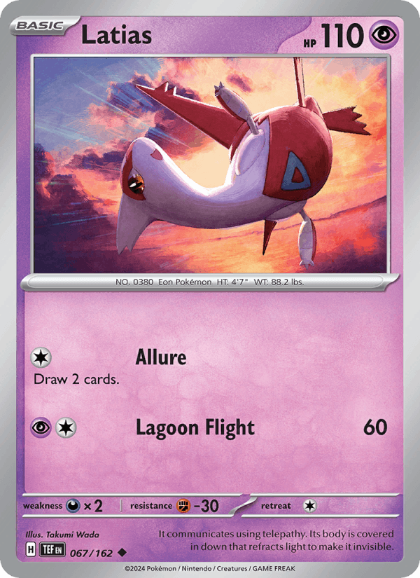 Latias 67/162 Temporal Forces English Pokémon card