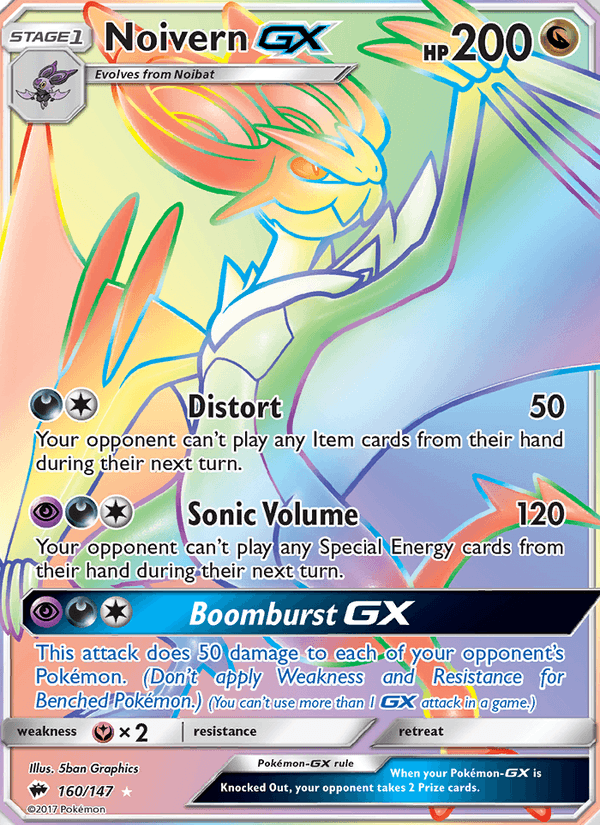 Noivern GX 160/147 Burning Shadows English Pokémon card
