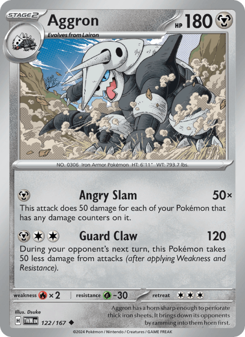 Aggron 122/167 Twilight Masquerade English Pokémon card