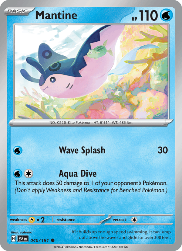 Mantine 40/191 Surging Sparks English Pokémon card