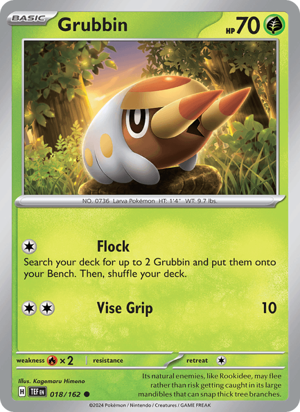 Grubbin 18/162 Temporal Forces English Pokémon card