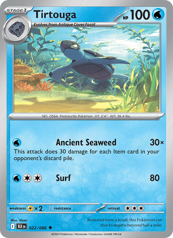 Tirtouga 22/86 Black Bolt English Pokémon card
