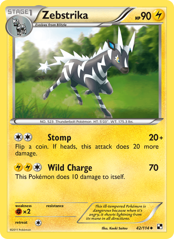 Zebstrika 42/114 Black & White English Pokémon card