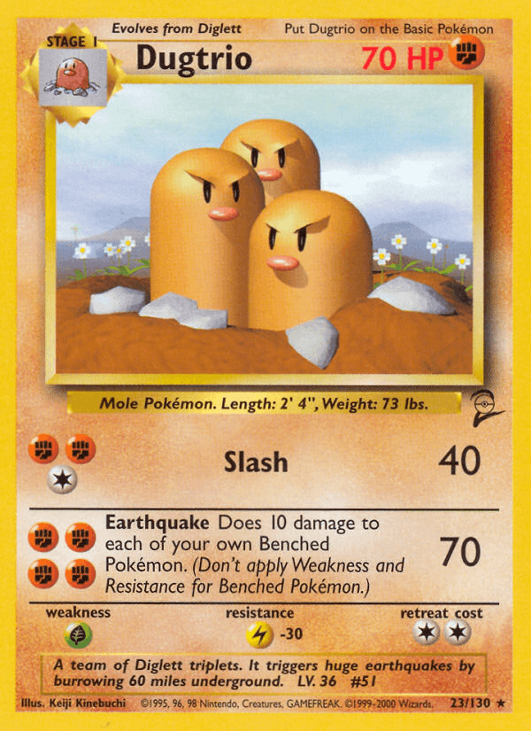 Dugtrio 23/130 Base Set 2 English Pokémon card