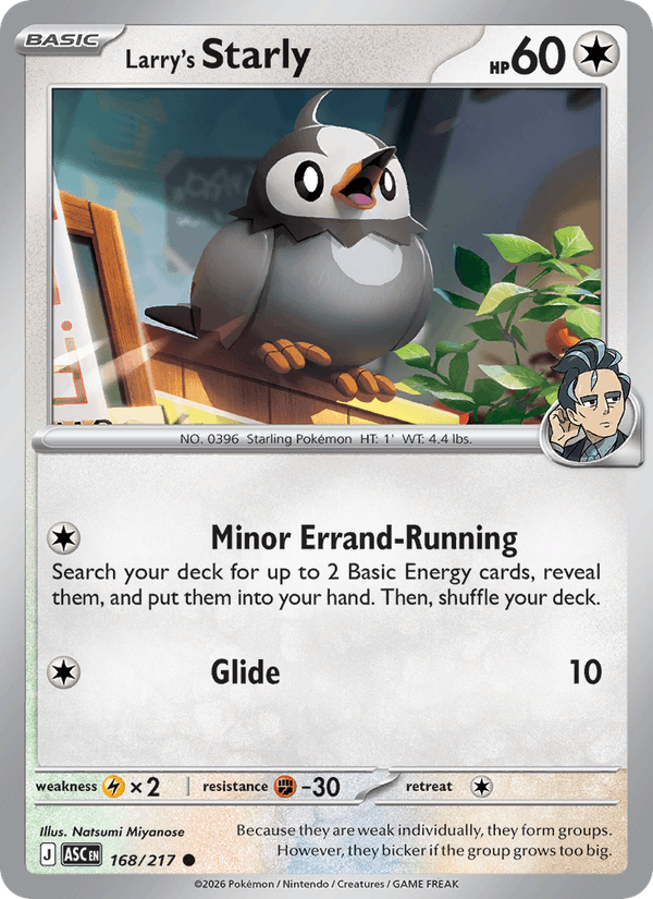 Larry's Starly 168/217 Ascended Heroes English Pokémon card