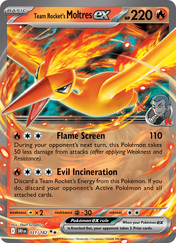 Team Rocket's Moltres ex 31/182 Destined Rivals English Pokémon card