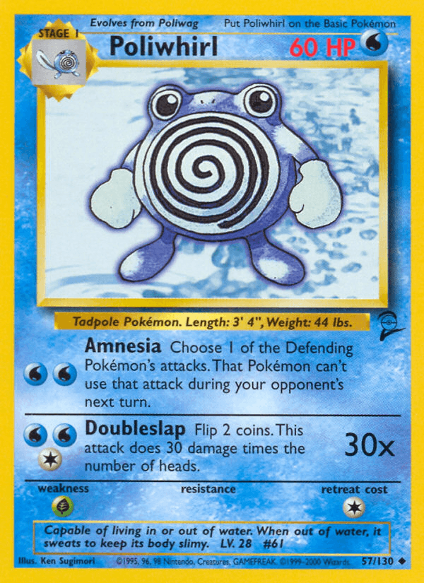 Poliwhirl 57/130 Base Set 2 English Pokémon card