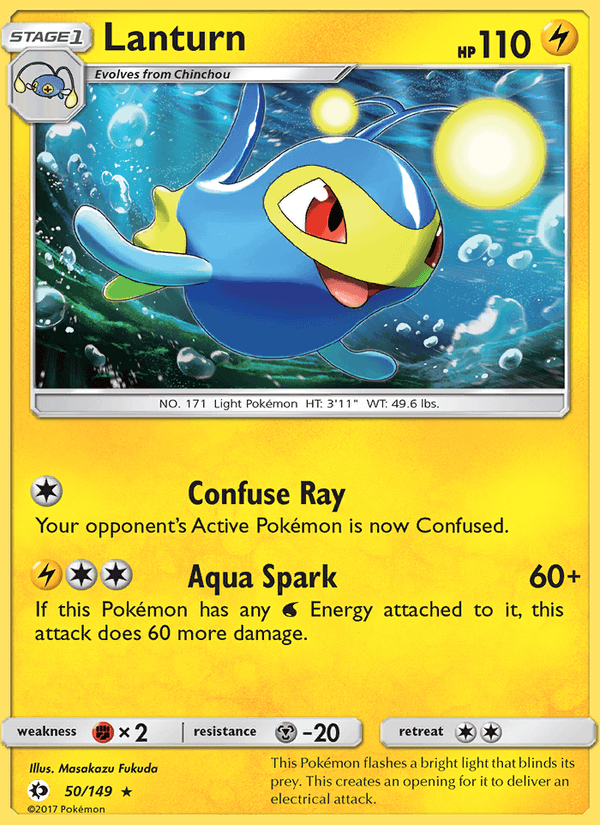 Lanturn 50/149 Sun & Moon Base Set English Pokémon card