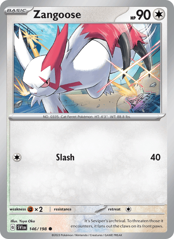 Zangoose 146/198 Scarlet & Violet English Pokémon card