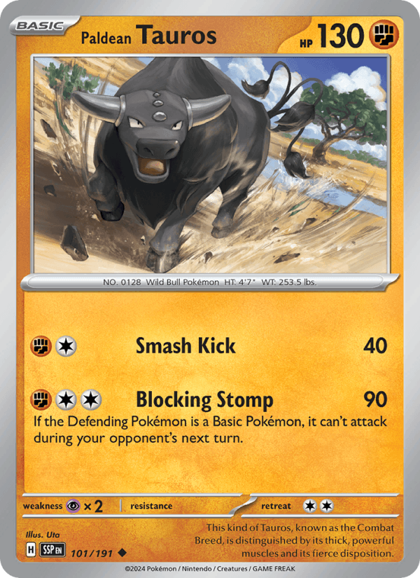 Paldean Tauros 101/191 Surging Sparks English Pokémon card