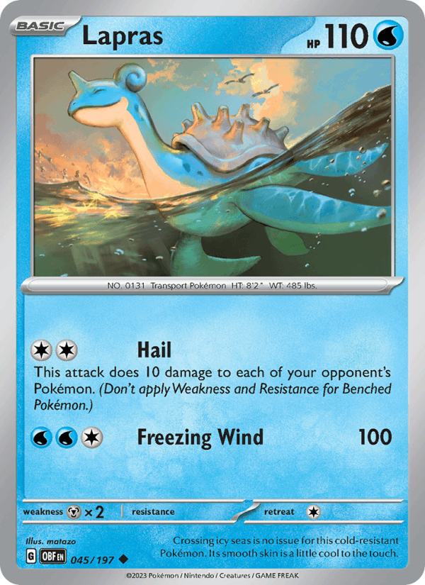 Lapras 45/197 Obsidian Flames English Pokémon card