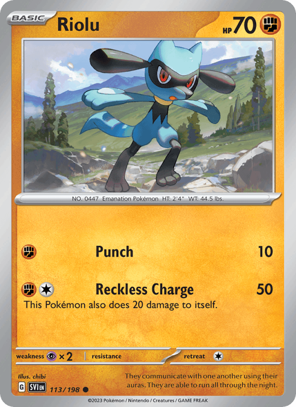 Riolu 113/198 Scarlet & Violet English Pokémon card