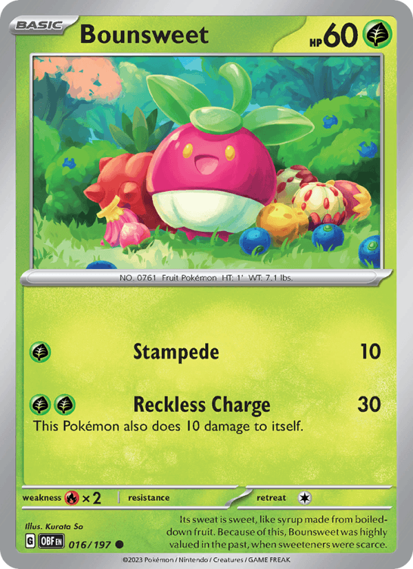 Bounsweet 16/197 Obsidian Flames English Pokémon card