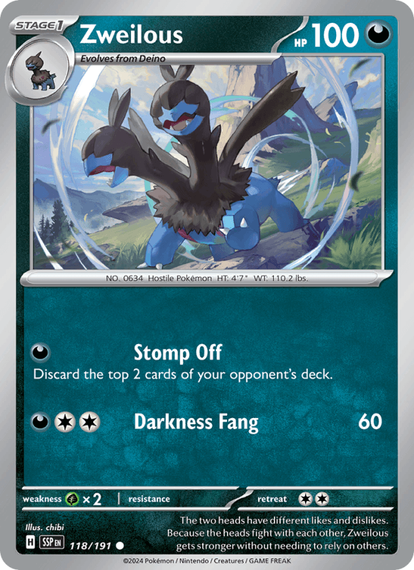 Zweilous 118/191 Surging Sparks English Pokémon card