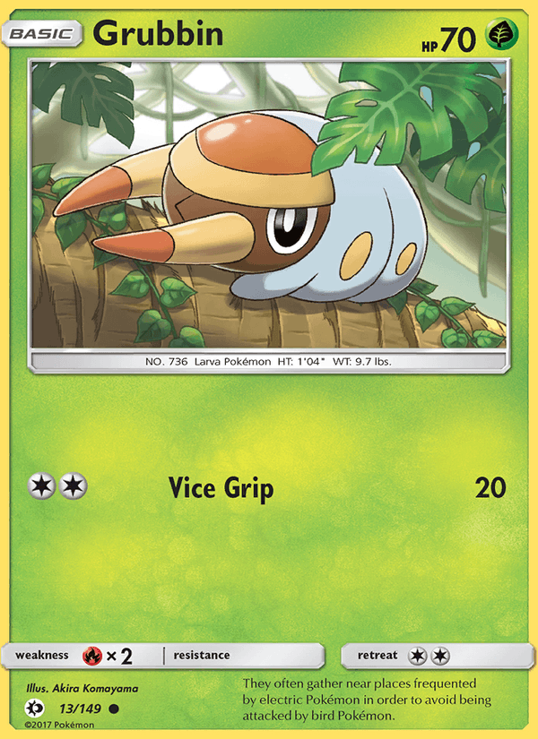 Grubbin 13/149 Sun & Moon Base Set English Pokémon card
