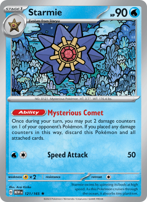 Starmie 121/165 151 English Pokémon card
