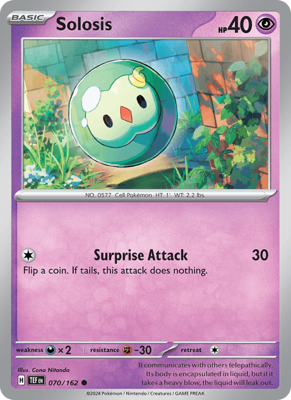 Solosis 70/162 Temporal Forces English Pokémon card
