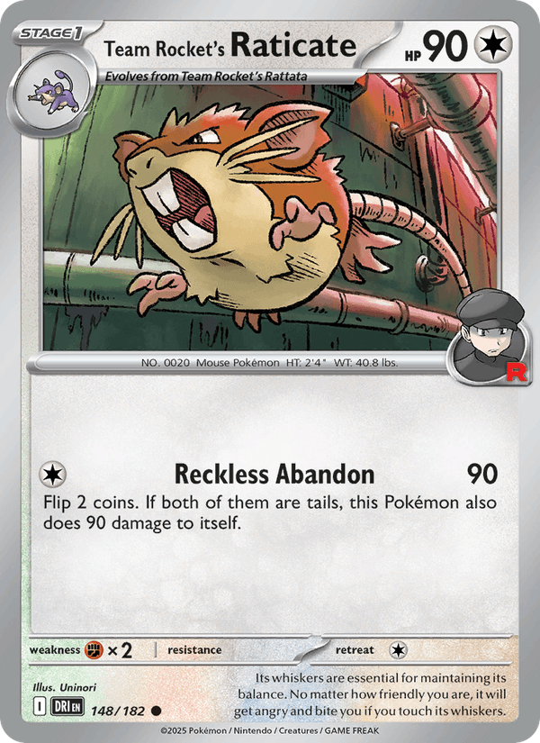 Team Rocket's Raticate 148/182 Destined Rivals English Pokémon card