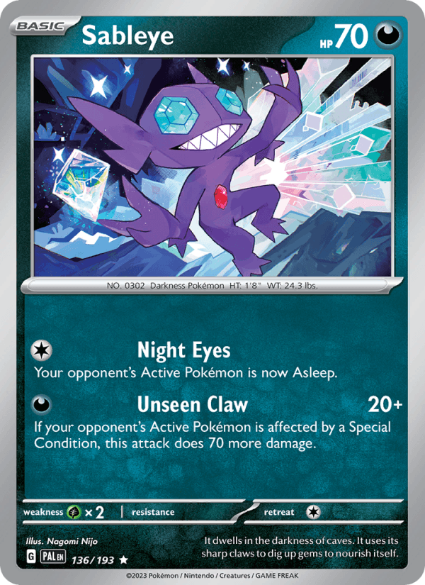Sableye 136/193 Paldea Evolved English Pokémon card