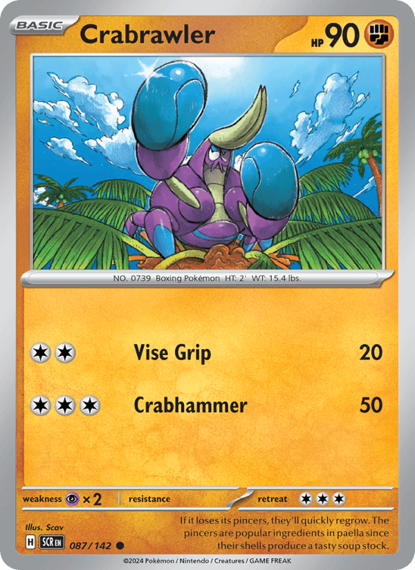 Crabrawler 87/142 Stellar Crown English Pokémon card
