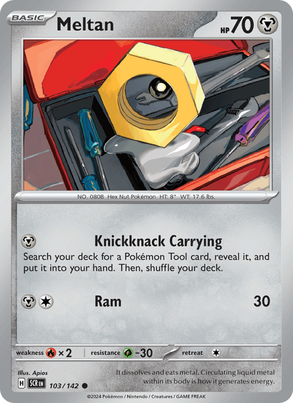 Meltan 103/142 Stellar Crown English Pokémon card