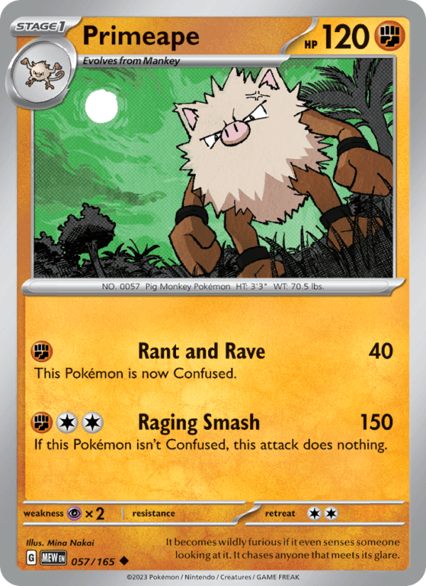 Primeape 57/165 151 English Pokémon card