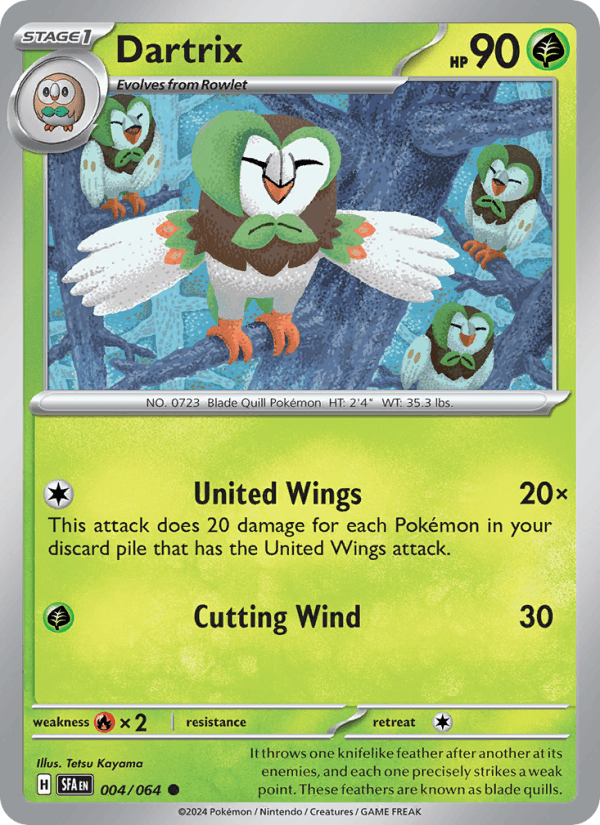 Dartrix 4/64 Shrouded Fable English Pokémon card