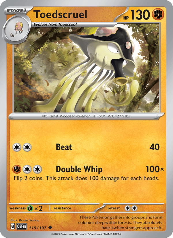 Toedscruel 119/197 Obsidian Flames English Pokémon card