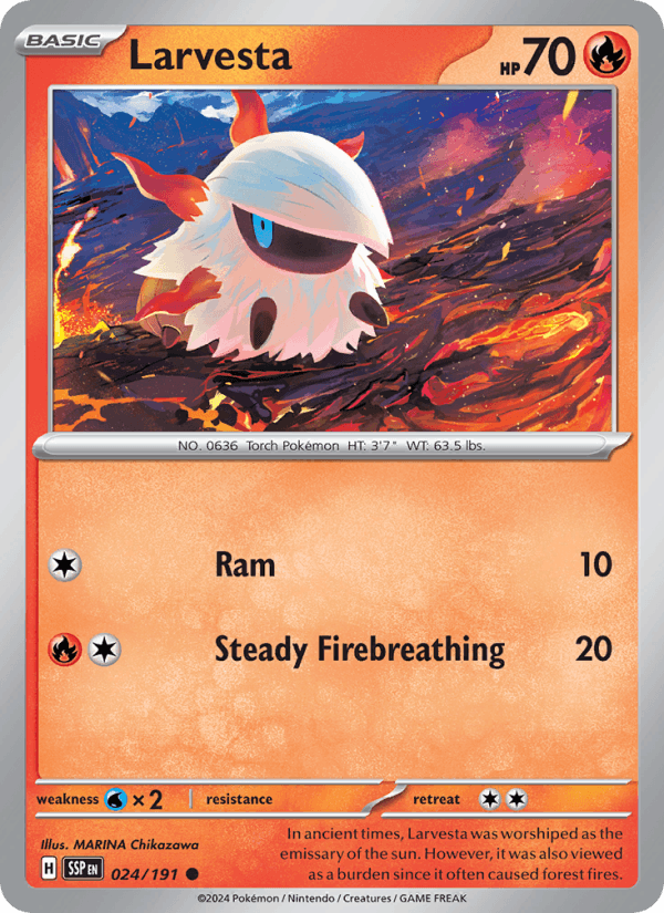 Larvesta 24/191 Surging Sparks English Pokémon card