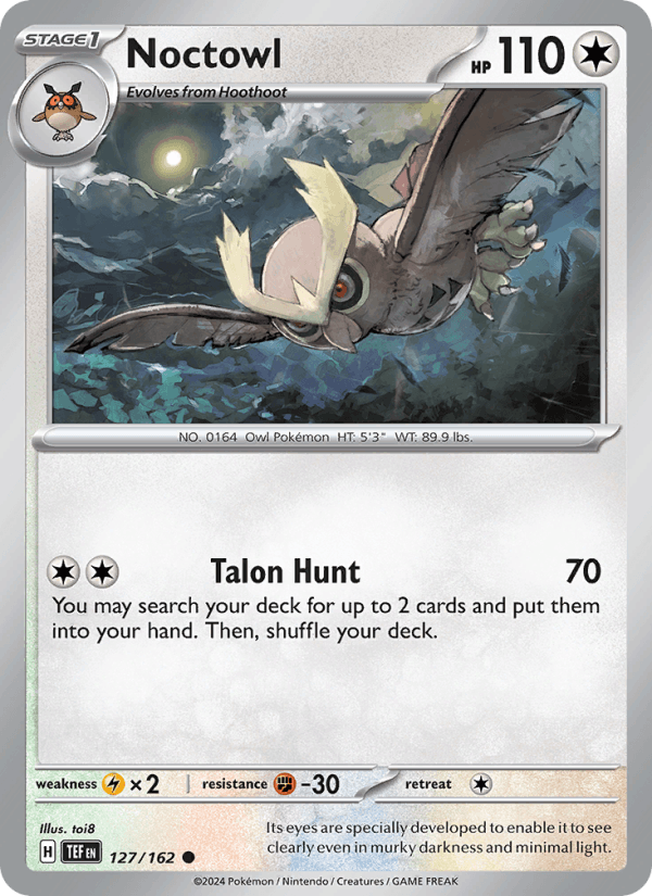 Noctowl 127/162 Temporal Forces English Pokémon card