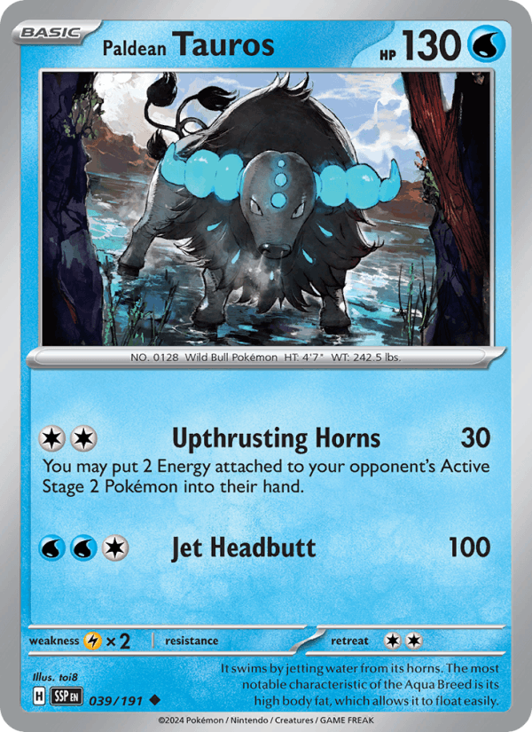Paldean Tauros 39/191 Surging Sparks English Pokémon card