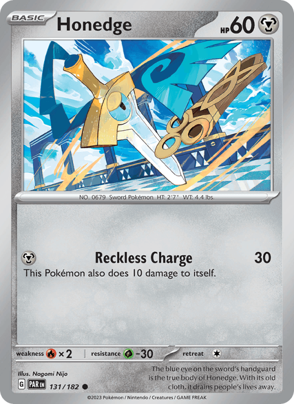 Honedge 131/182 Paradox Rift English Pokémon card