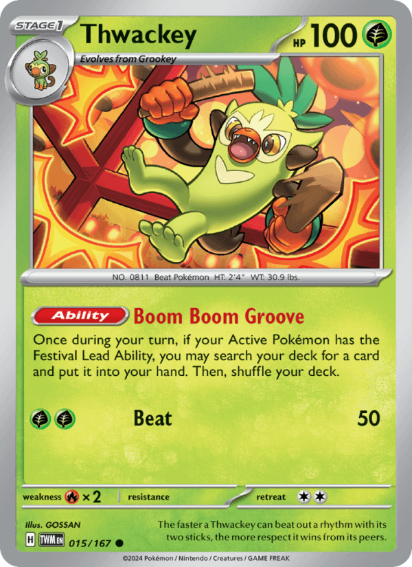 Thwackey 15/167 Twilight Masquerade English Pokémon card