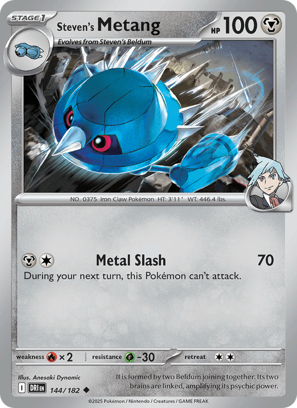 Steven's Metang 144/182 Destined Rivals English Pokémon card